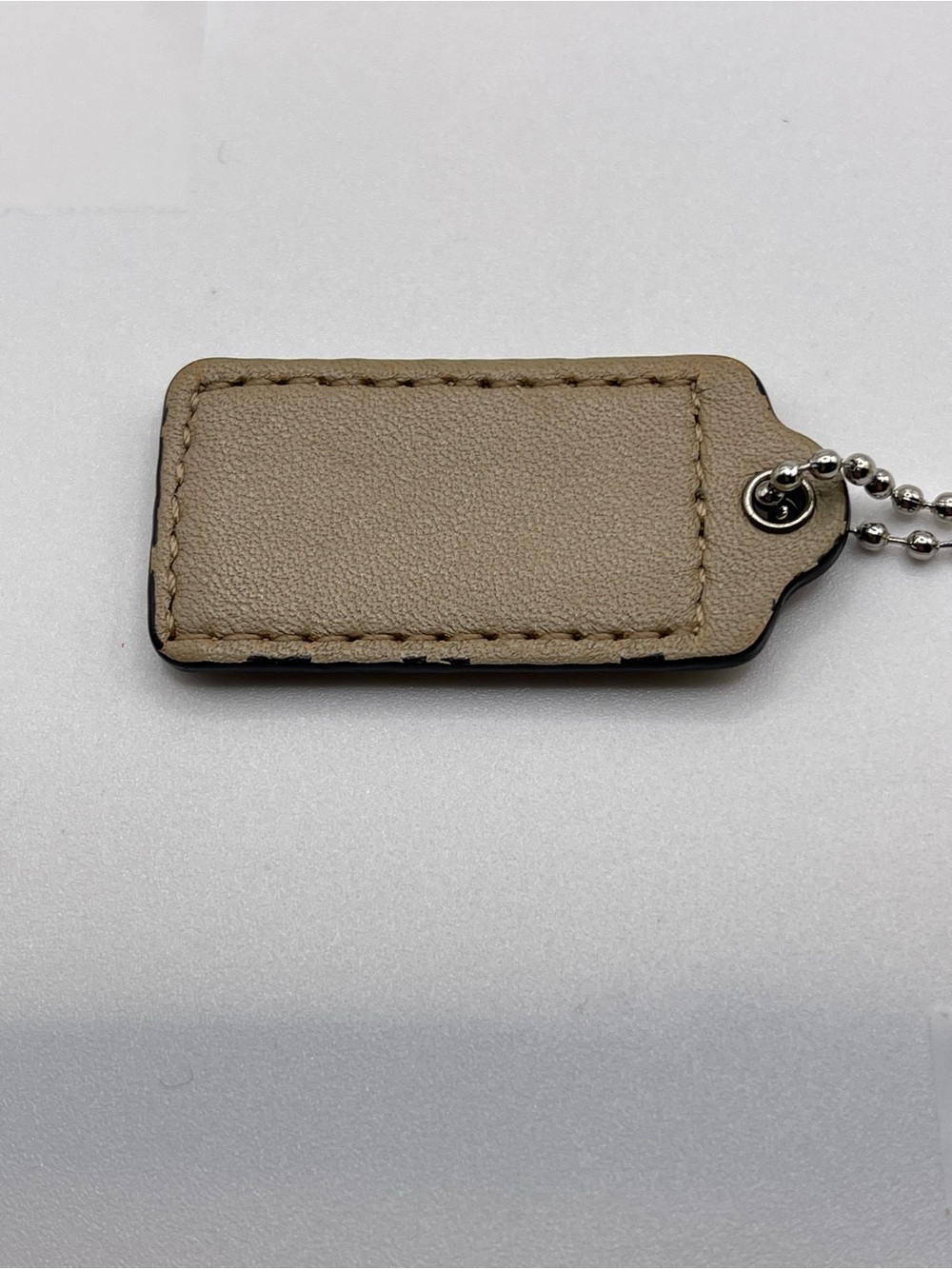 COACH Leather Hang Tag Keychain in Taupe - Picture 3 of 3
